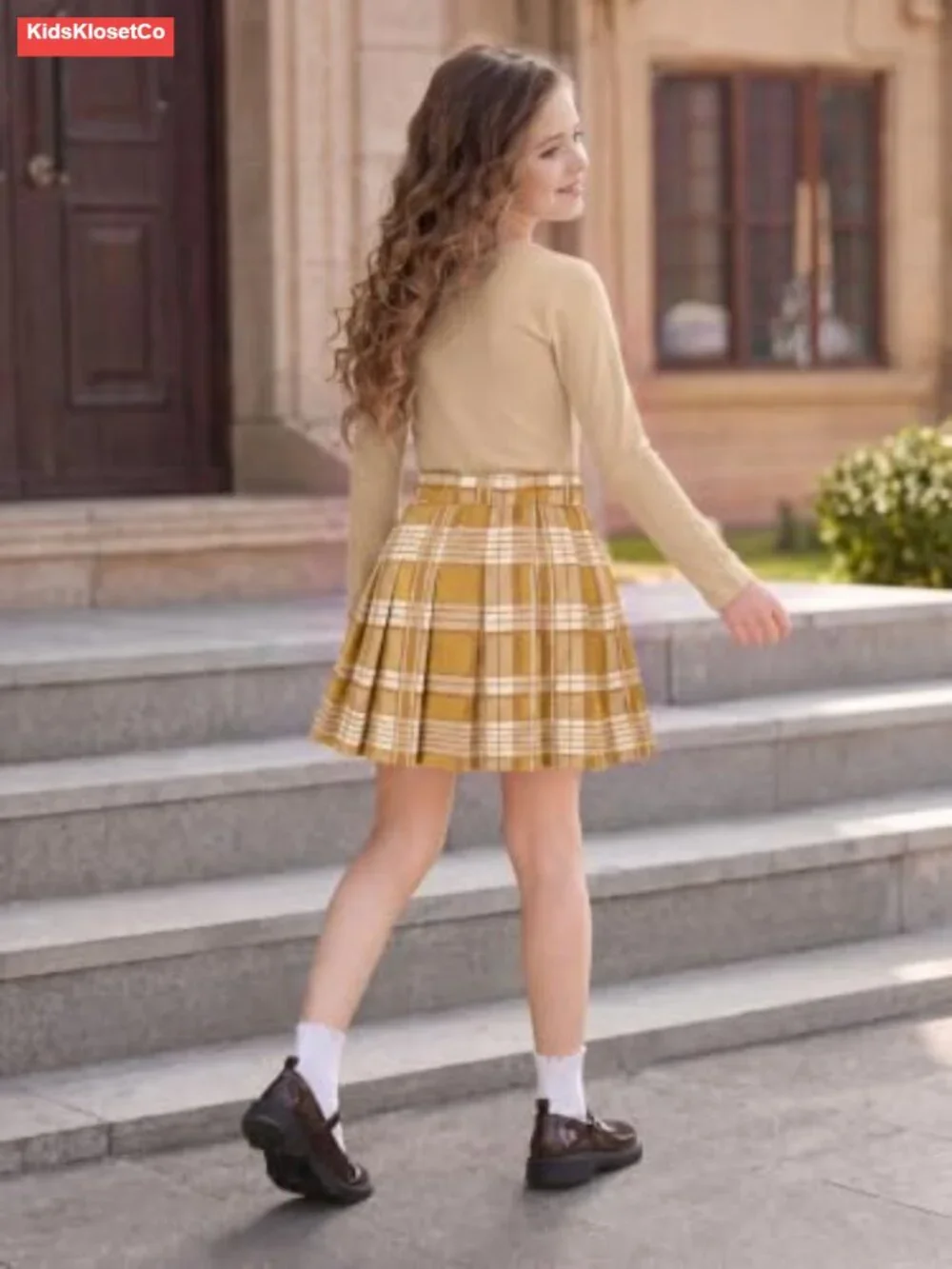 Girls Uniform Skirt Set Slim Fit Shirt & Pleated Skirt 5-14Y